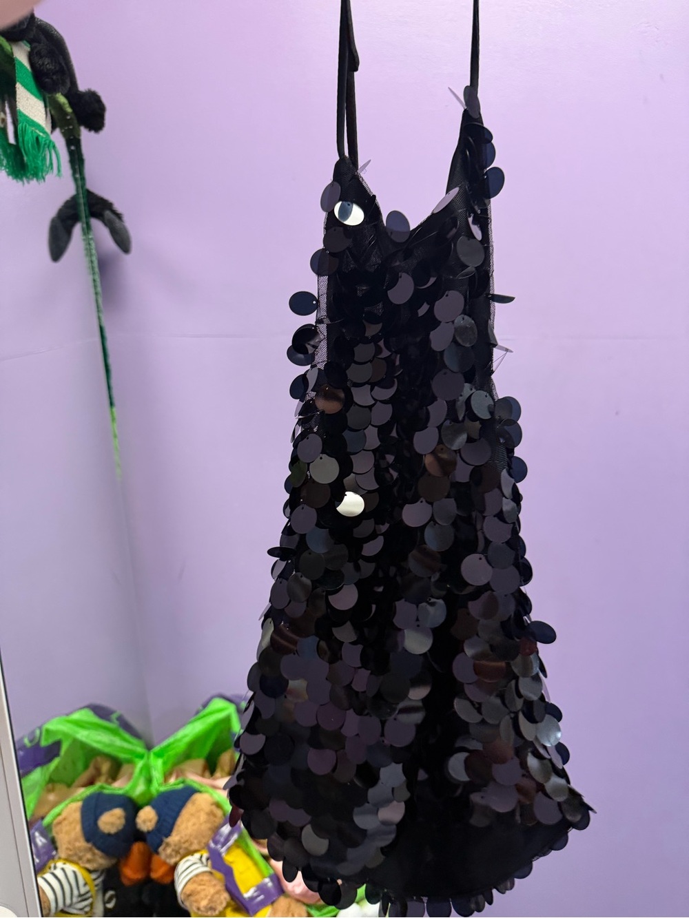 Black Sequin Spaghetti Strap shirt